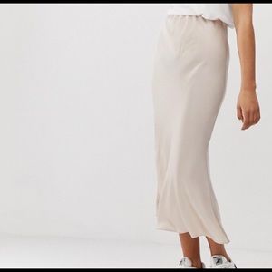 Satin Slip Skirt in Blush Champagne